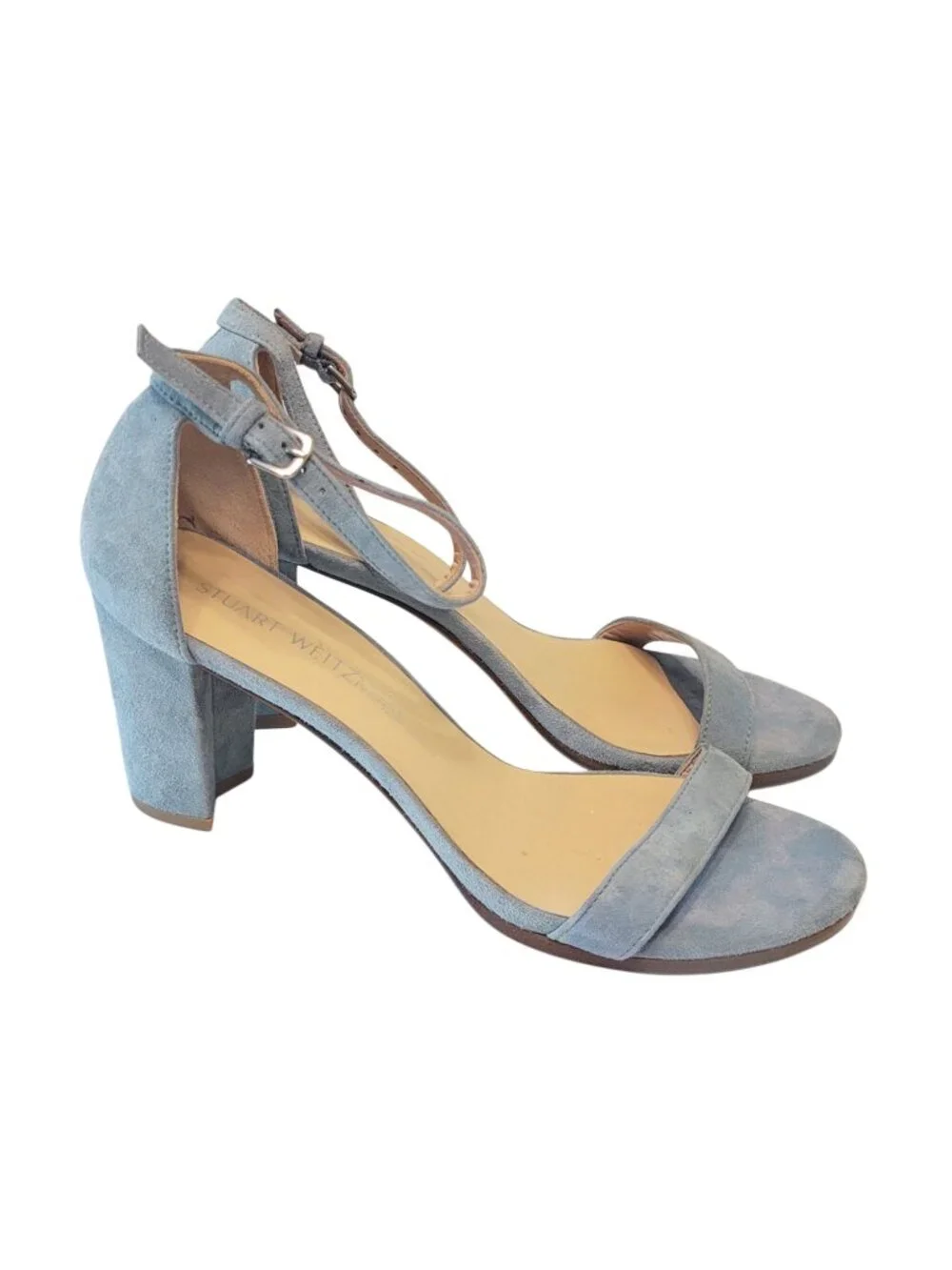 Stuart Weitzman Nearlynude Suede City Sandal in Azure